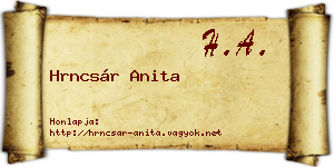 Hrncsár Anita névjegykártya